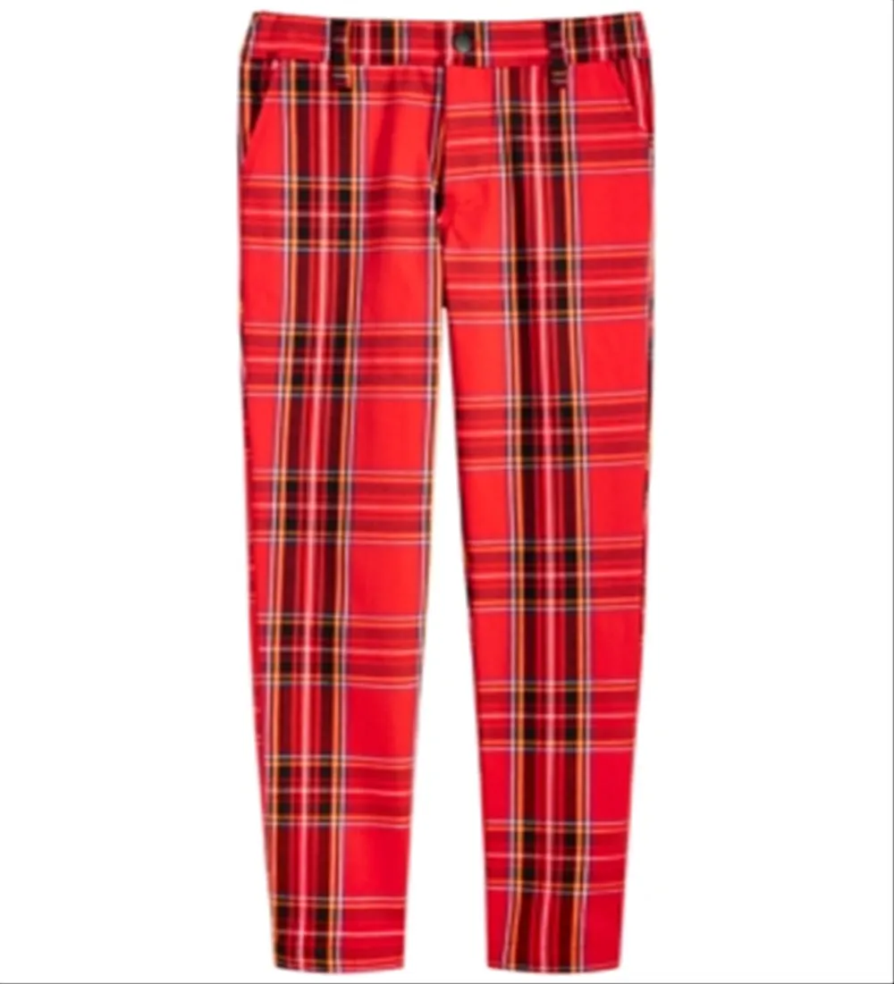 Jaywalker Big Boy's 4 Pocket Plaid Pants Red Size 10