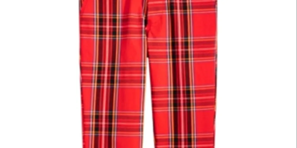 Jaywalker Big Boy's 4 Pocket Plaid Pants Red Size 10