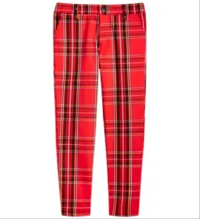 Jaywalker Big Boy's 4 Pocket Plaid Pants Red Size 10