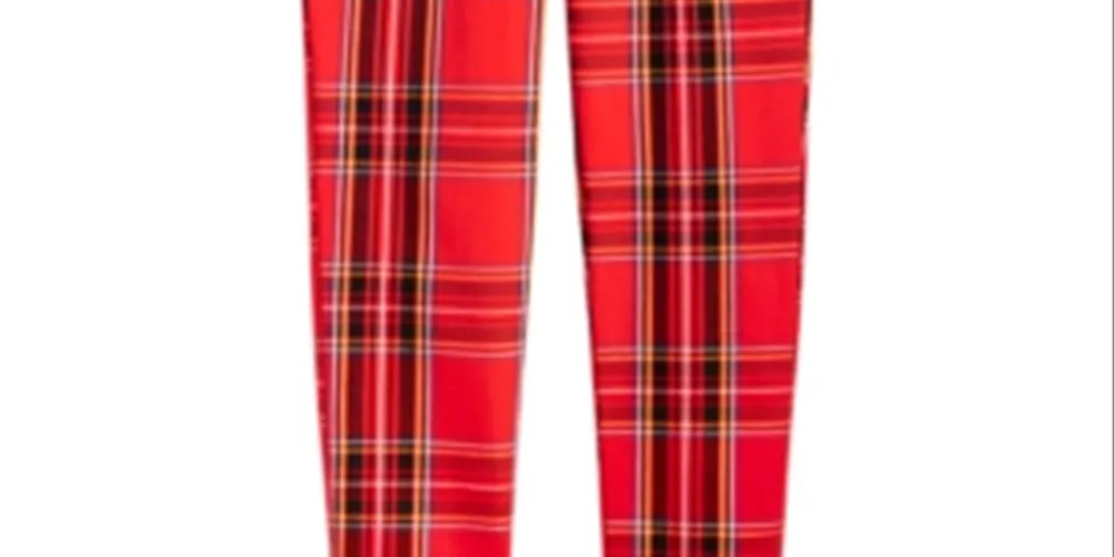 Jaywalker Big Boy's 4 Pocket Plaid Pants Red Size 10