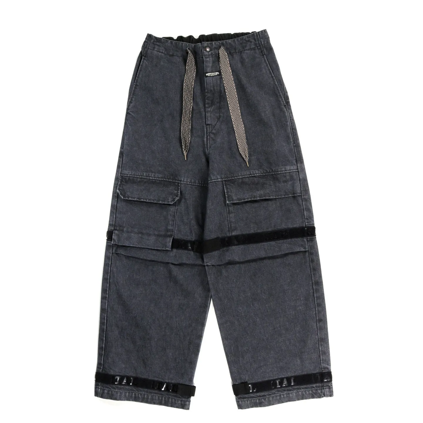 KAPITAL 14OZ BLACK DENIM NOUVELLE SHUTTLE PANTS