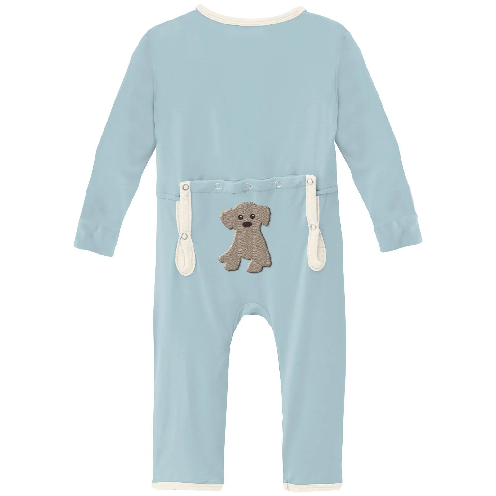 Kickee Pants Appliqué Coverall w/ 2-way Zipper: Spring Sky Stuffy