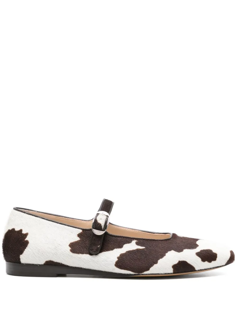 Le Monde Beryl cow-print calf hair ballerina shoes - White