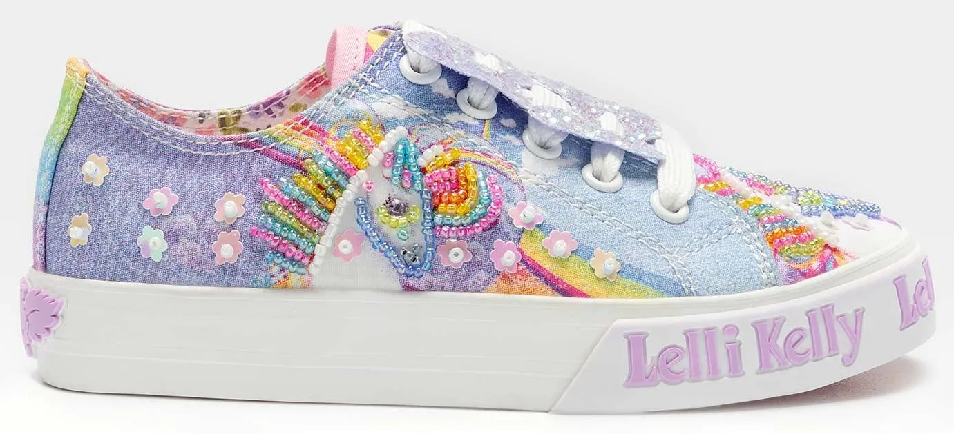 Lelli Kelly LK 9091 Unicorn Canvas Pump Trainer Shoes White Multi