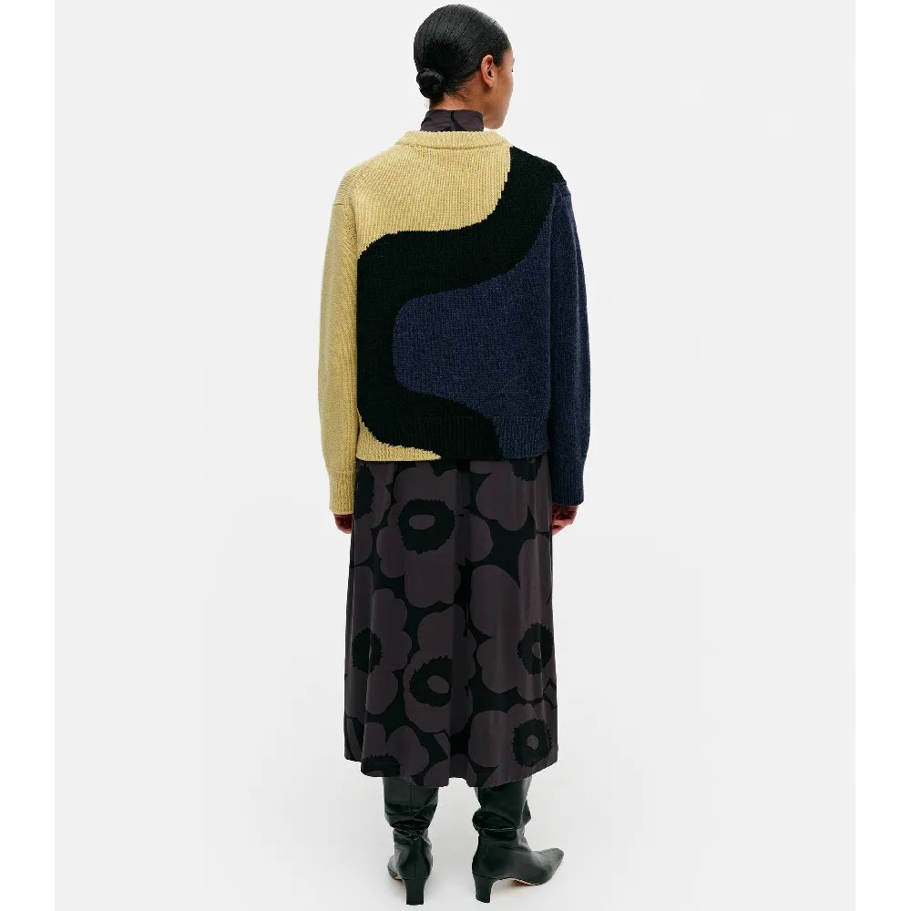 marimekko  |Crew Neck Casual Style Wool Nylon Rib Long Sleeves