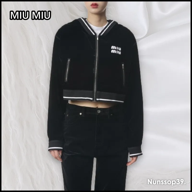 MiuMiu  |Street Style Long Sleeves Plain Logo Hoodies & Sweatshirts