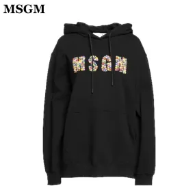 MSGM  |Street Style Long Sleeves Plain Logo Hoodies & Sweatshirts