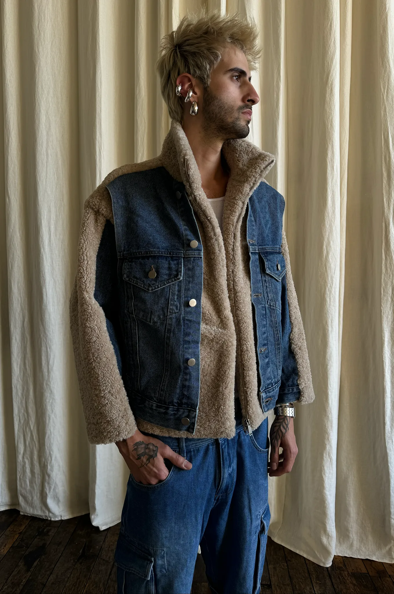 Oversized Sherpa Denim Jacket