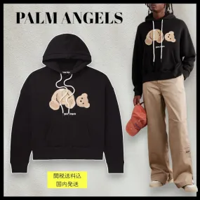 Palm Angels  |Unisex Nylon Street Style Long Sleeves Cotton Logo Hoodies