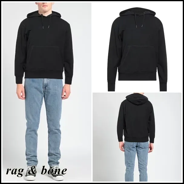 rag & bone  |Unisex Street Style Long Sleeves Cotton Logo Hoodies