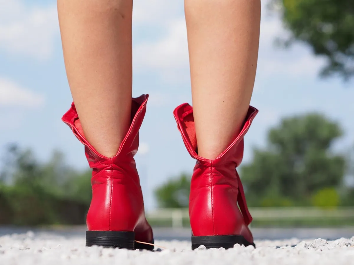 Red genuine leather boots/woman genuine leather boots/red winter boots,EXTRAVAGANT LEATHER BOOTS