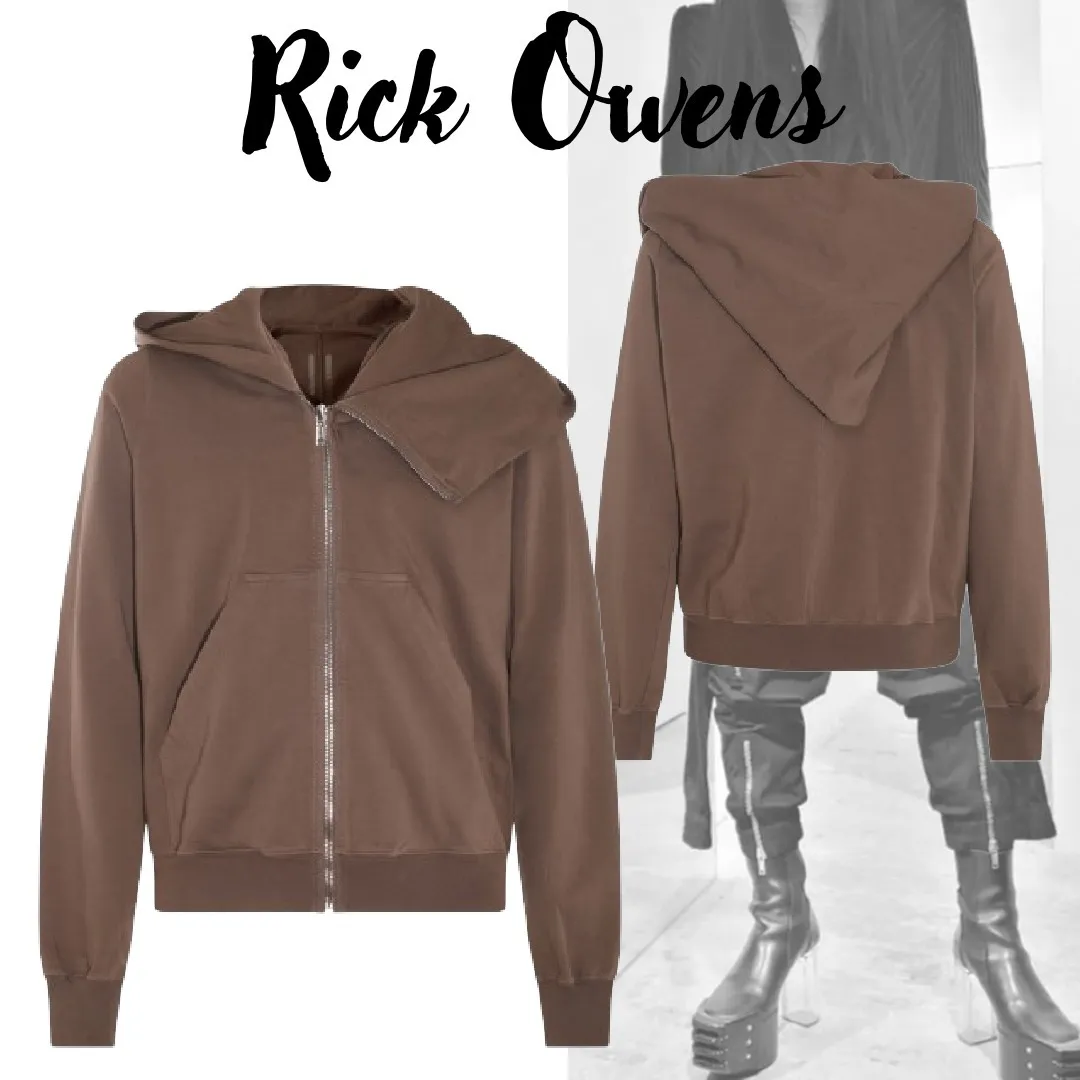 RICK OWENS  |Street Style Long Sleeves Plain Cotton Designers Hoodies