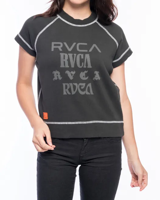 RVCA  |Crew Neck Plain Short Sleeves Logo Hoodies & Sweatshirts