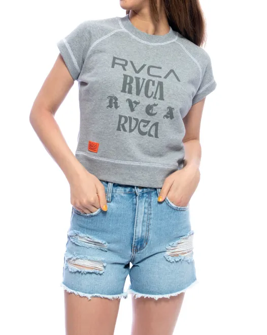 RVCA  |Crew Neck Plain Short Sleeves Logo Hoodies & Sweatshirts