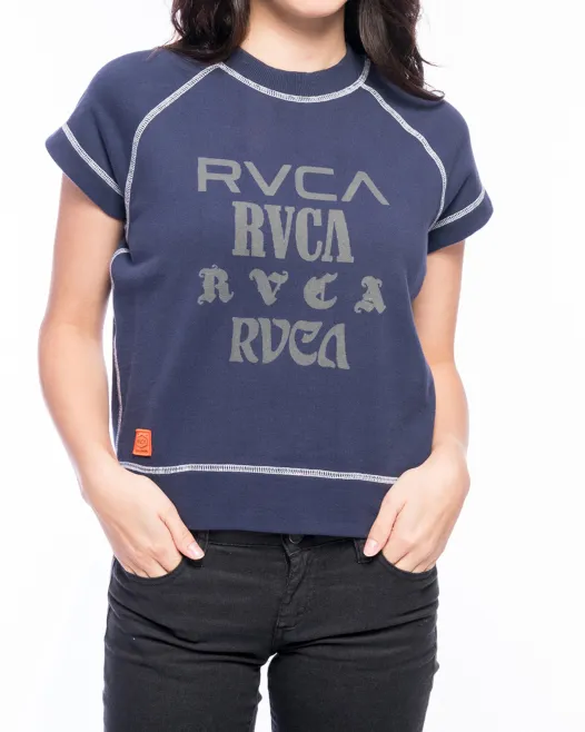 RVCA  |Crew Neck Plain Short Sleeves Logo Hoodies & Sweatshirts