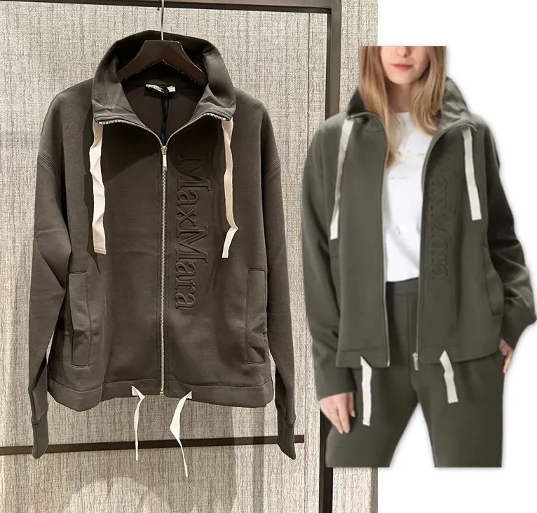 S Max Mara  |Long Sleeves Plain Cotton Logo Hoodies & Sweatshirts