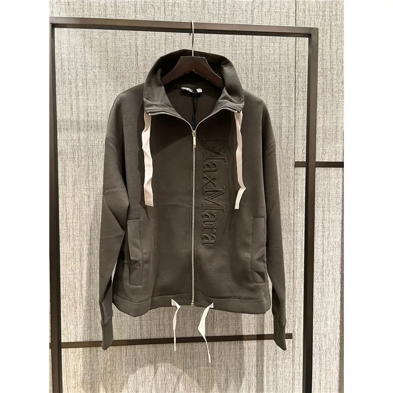 S Max Mara  |Long Sleeves Plain Cotton Logo Hoodies & Sweatshirts