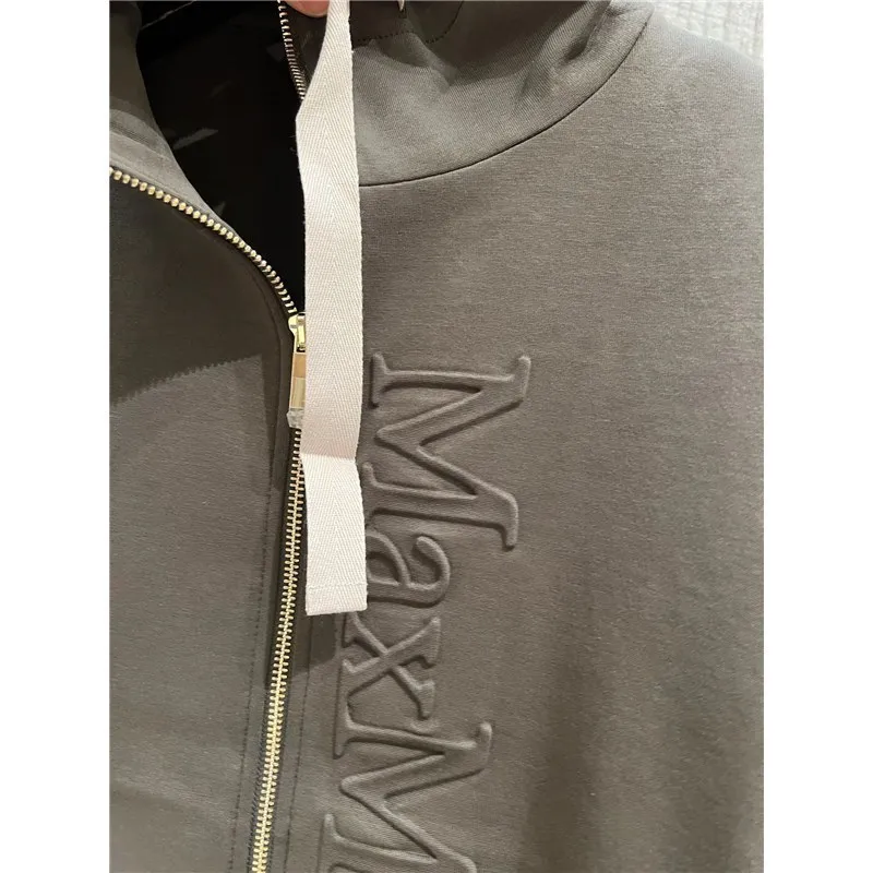 S Max Mara  |Long Sleeves Plain Cotton Logo Hoodies & Sweatshirts