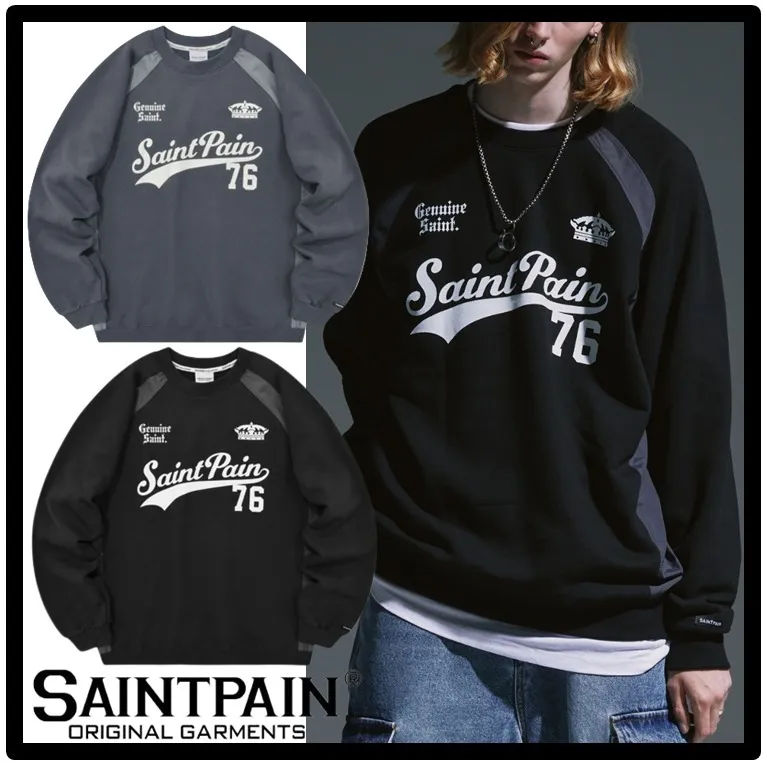 SAINTPAIN  |Unisex Street Style Logo Hoodies & Sweatshirts