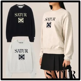 SATUR  |Unisex Street Style Logo Hoodies & Sweatshirts