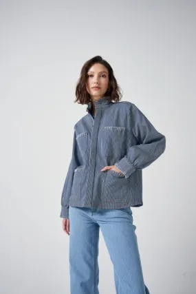 Seventy + Mochi Pablo Jacket - Striped Denim: Size 10