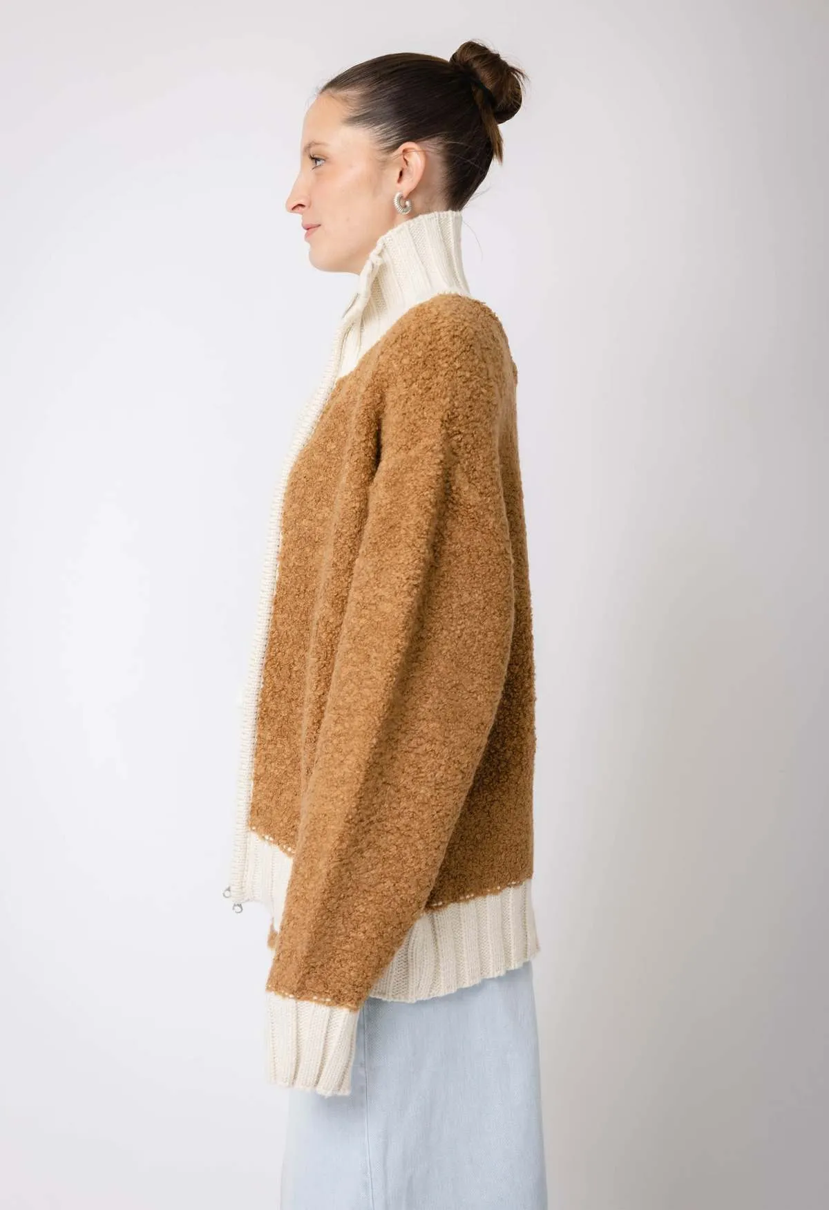 Shearling Sweater Jacket - Copper