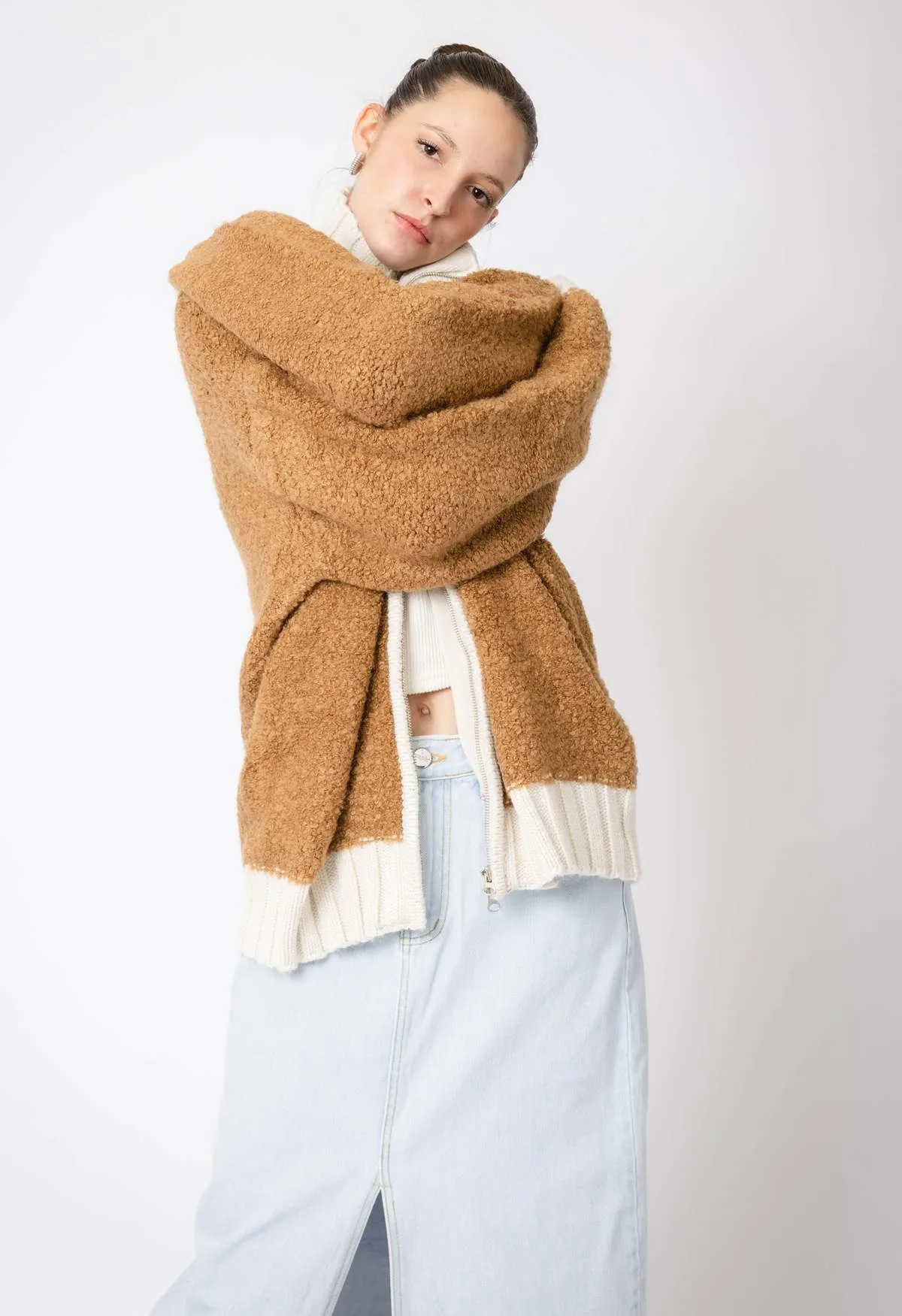 Shearling Sweater Jacket - Copper