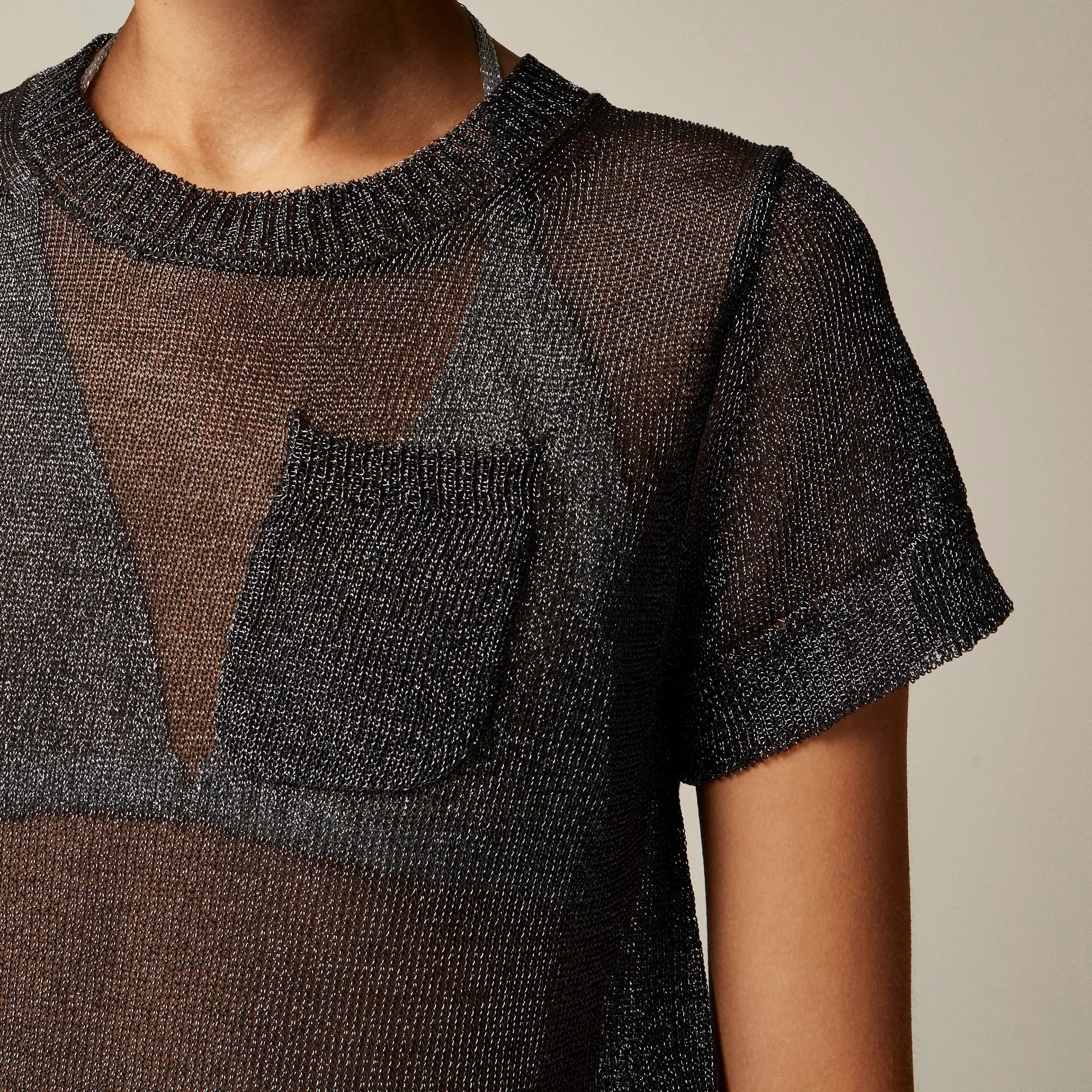 Sheer metallic sweater-tee