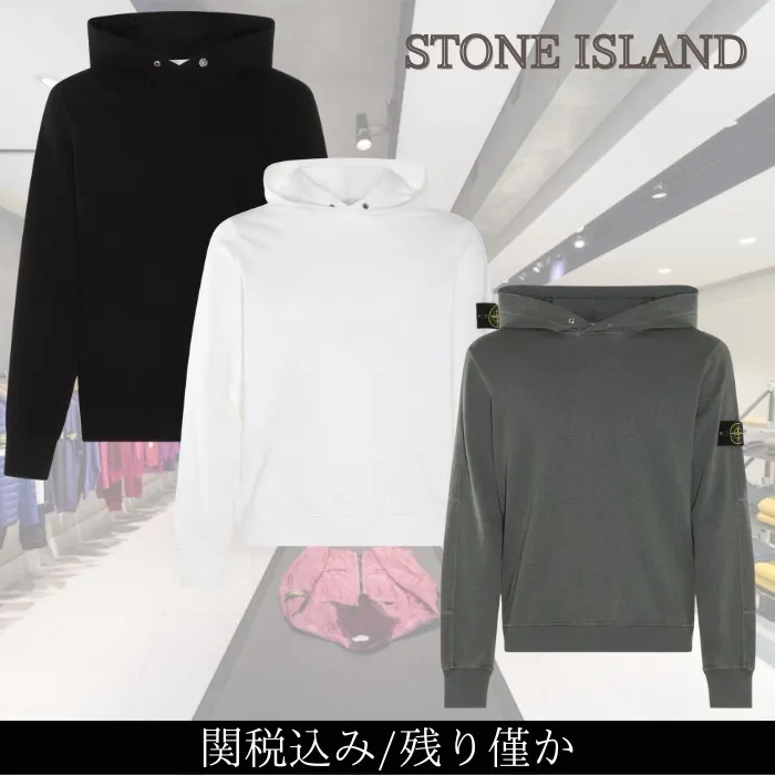 STONE ISLAND  |Street Style Long Sleeves Plain Cotton Logo Hoodies