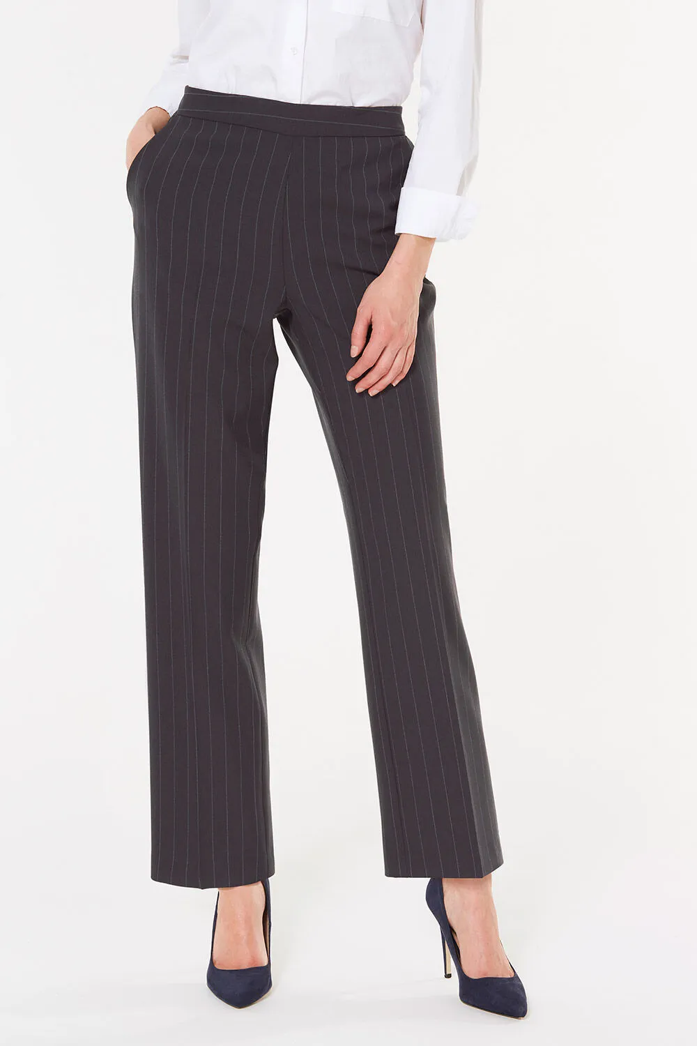 Straight Leg Stripe Pull On Elasticated Trousers