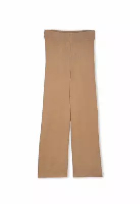 Stretchy Solid Knitted Texture Trouser