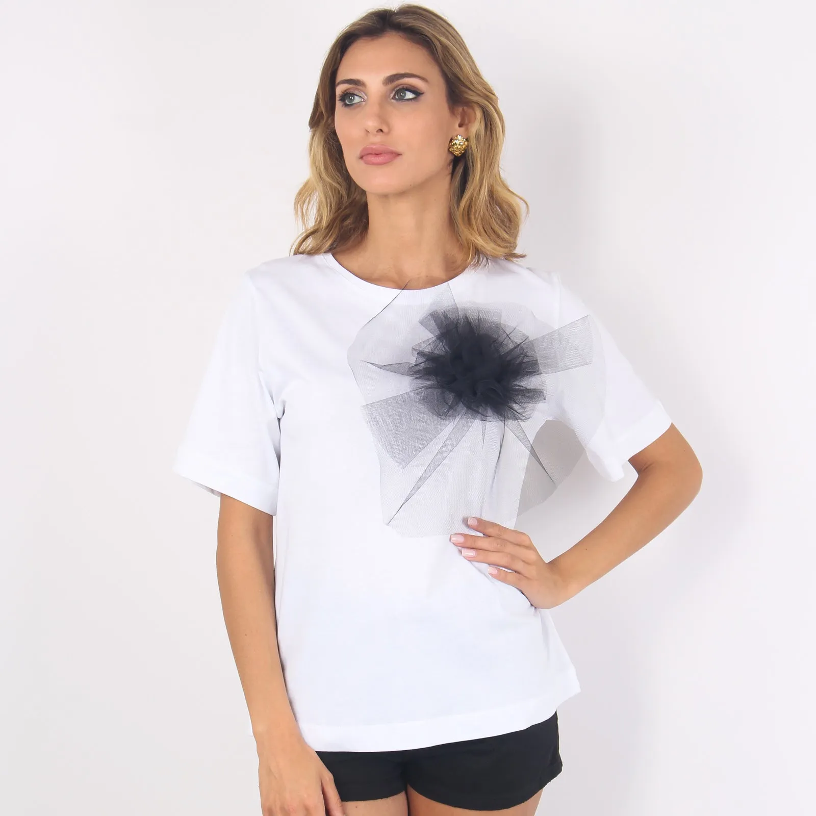 T-shirt Fiocco Tulle Bianco