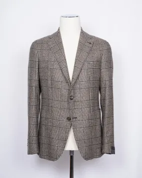 TAGLIATORE Wool, Silk & Cashmere Jacket / Light Brown Glencheck