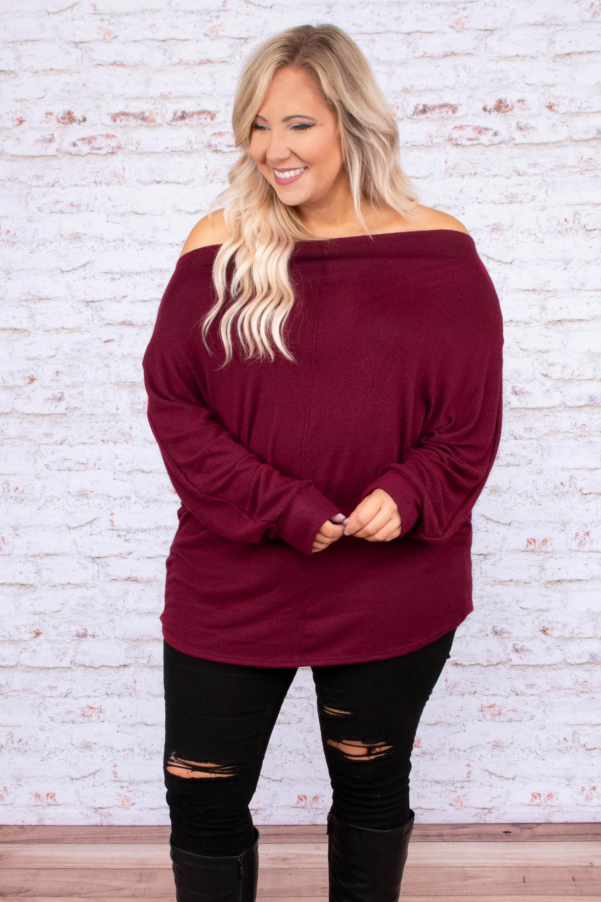 Time To Unwind Top, Burgundy