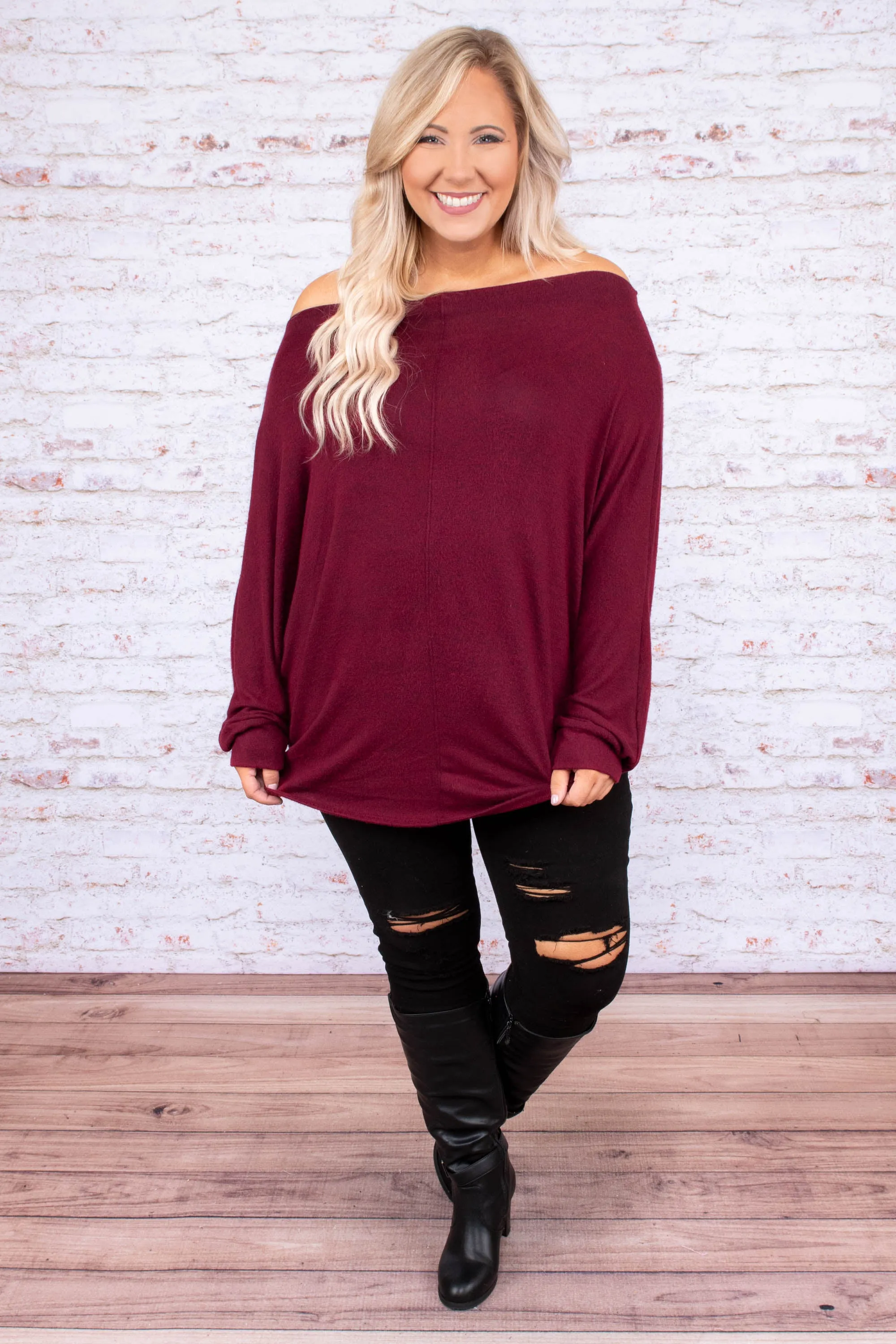 Time To Unwind Top, Burgundy