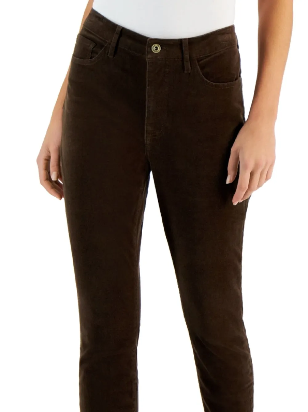 Tommy Hilfiger Women's Corduroy Skinny Ankle Pants Brown