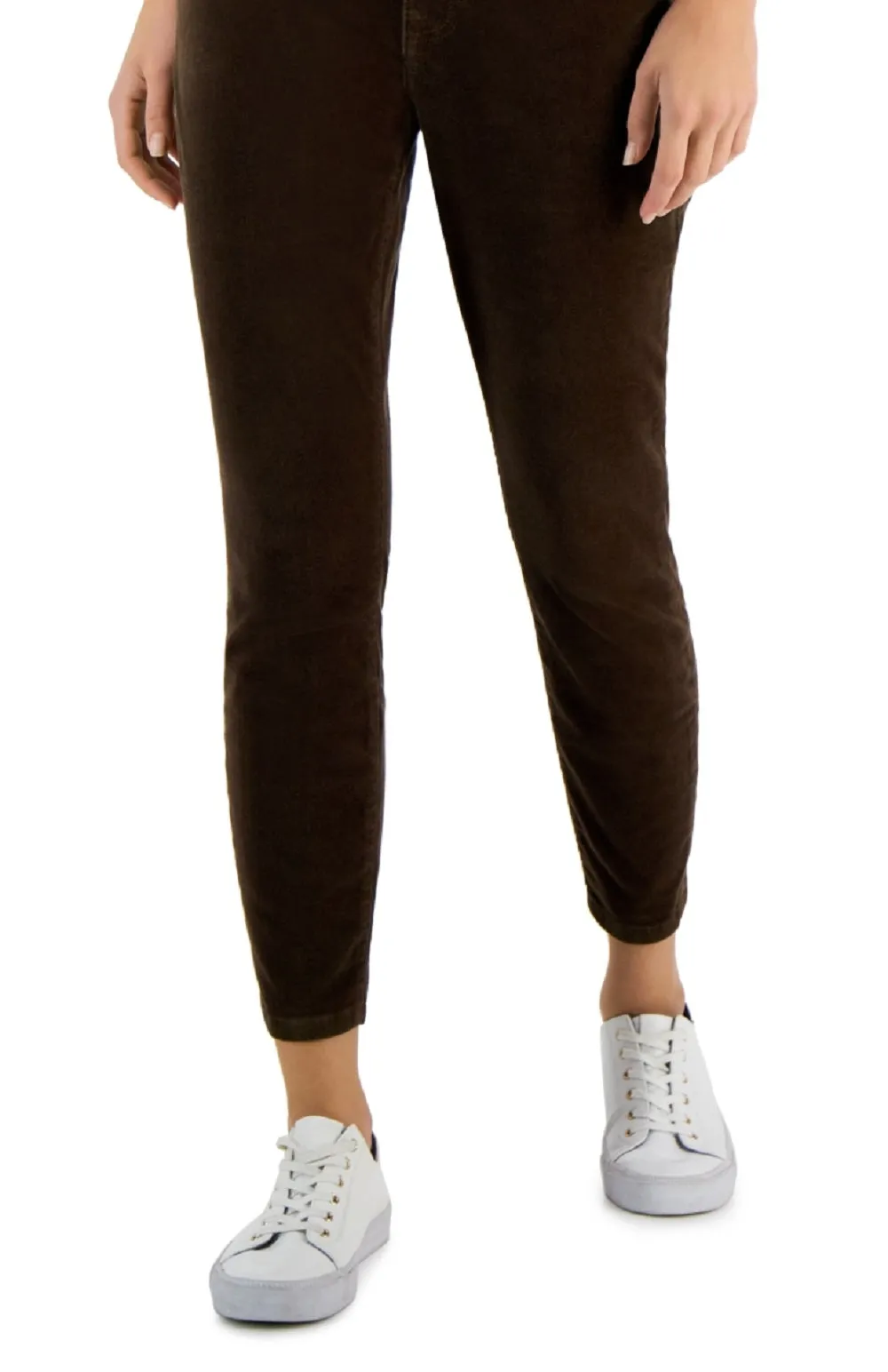 Tommy Hilfiger Women's Corduroy Skinny Ankle Pants Brown