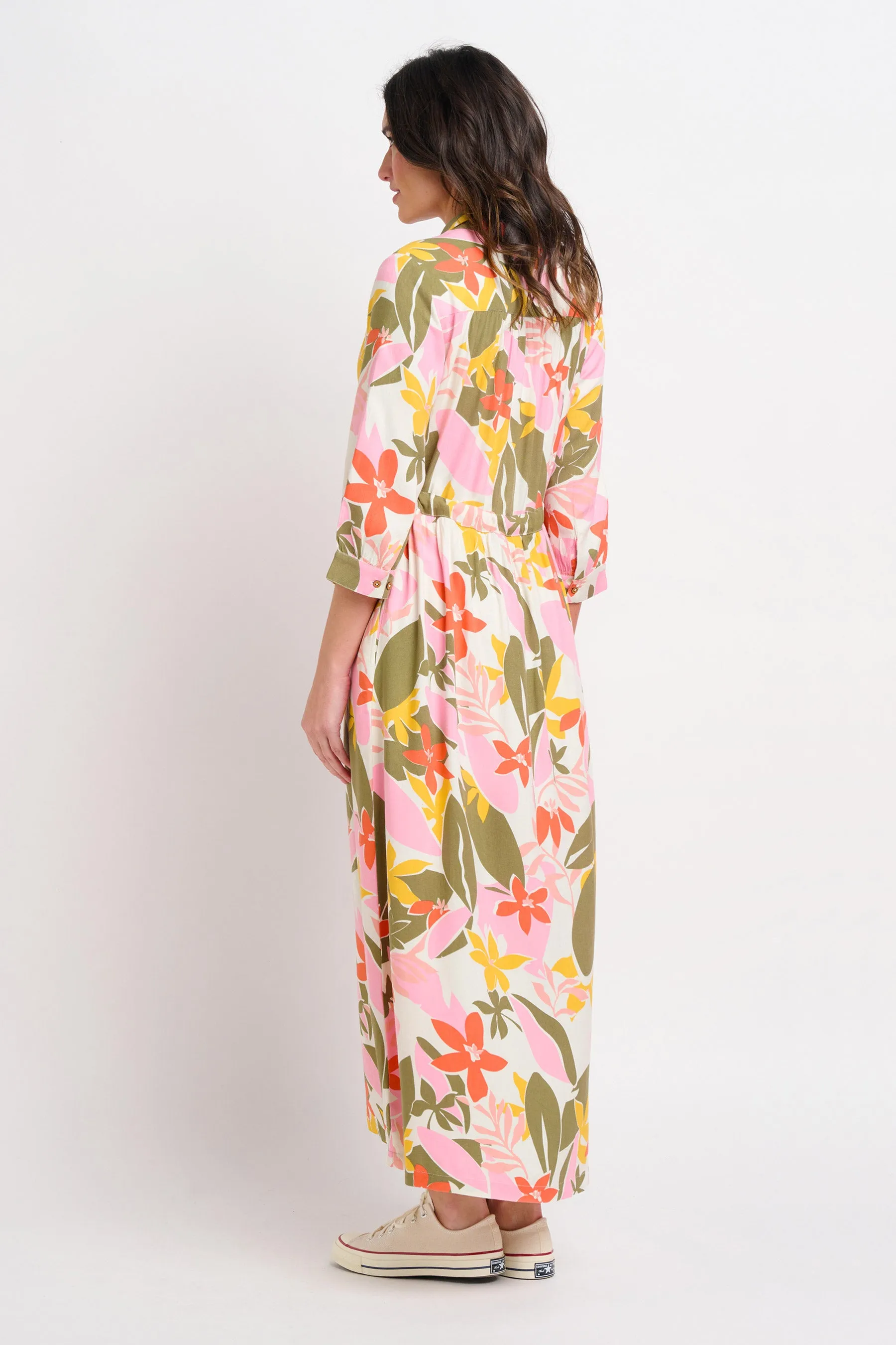 Tropical Palm Shirt Dress