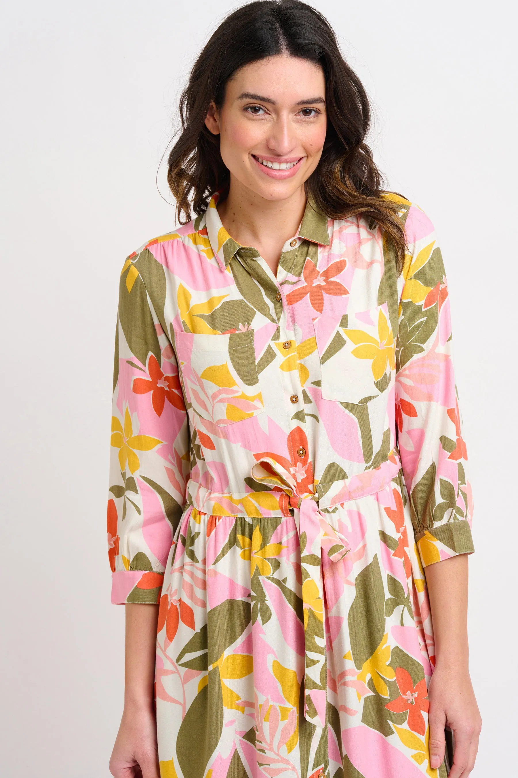 Tropical Palm Shirt Dress