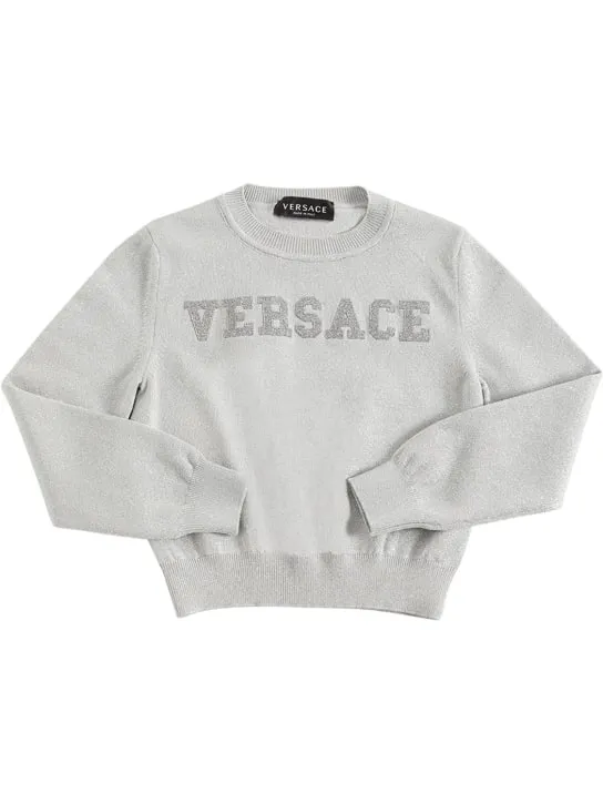 Versace   Embroidered logo cotton sweater 