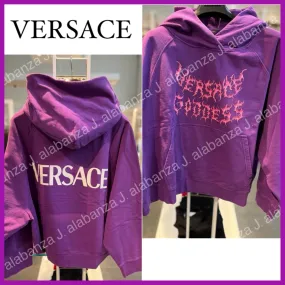 VERSACE  |Street Style Long Sleeves Logo Outlet Hoodies & Sweatshirts