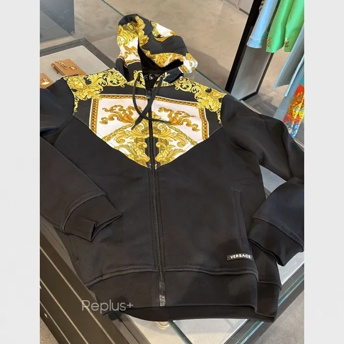 VERSACE  |Street Style Long Sleeves Plain Logo Luxury Hoodies