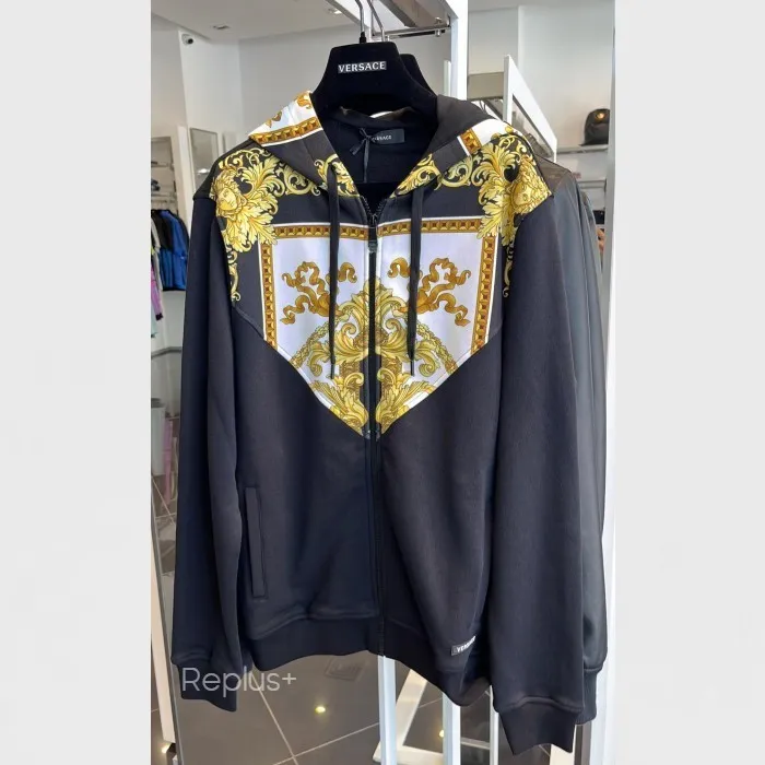 VERSACE  |Street Style Long Sleeves Plain Logo Luxury Hoodies