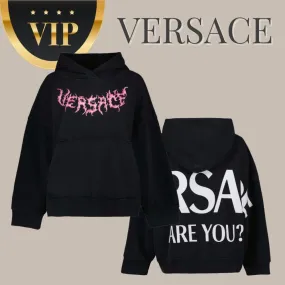 VERSACE  |Unisex Street Style Long Sleeves Logo Hoodies & Sweatshirts