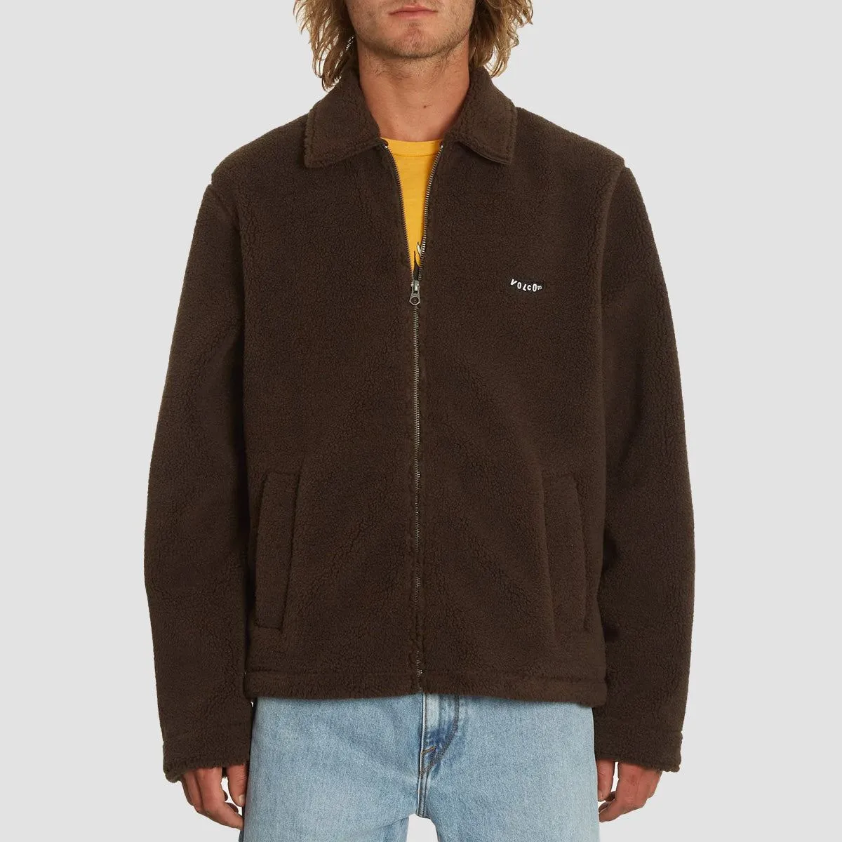 Volcom Edwart Sherpa Lined Fleece Jacket Dark Brown