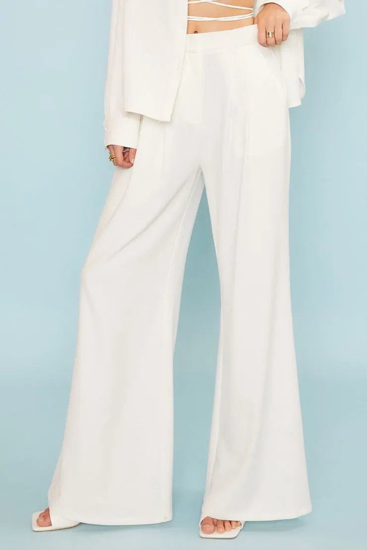 White Wide Leg Trousers